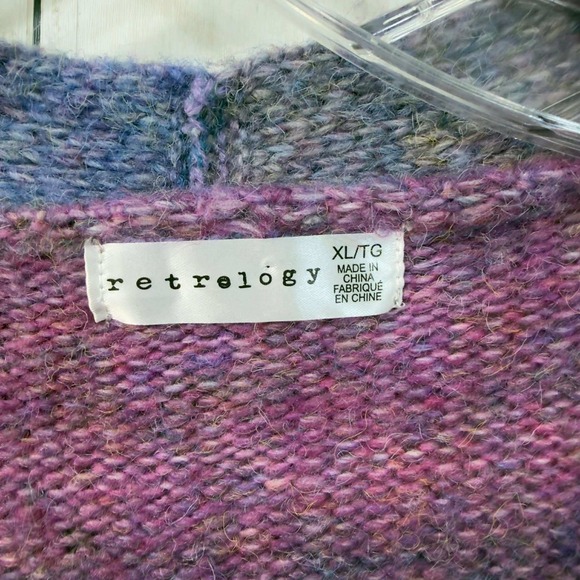 Retrology Women's Ombre Soft Knit Cardigan Purple Blue Pockets Size XL - Picture 4 of 5